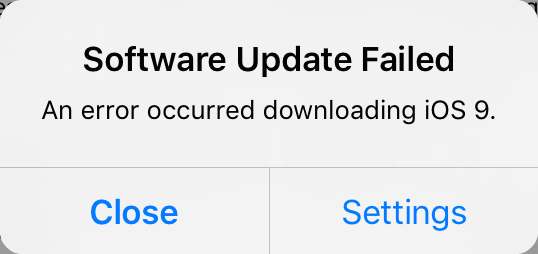 iOS 9 download error